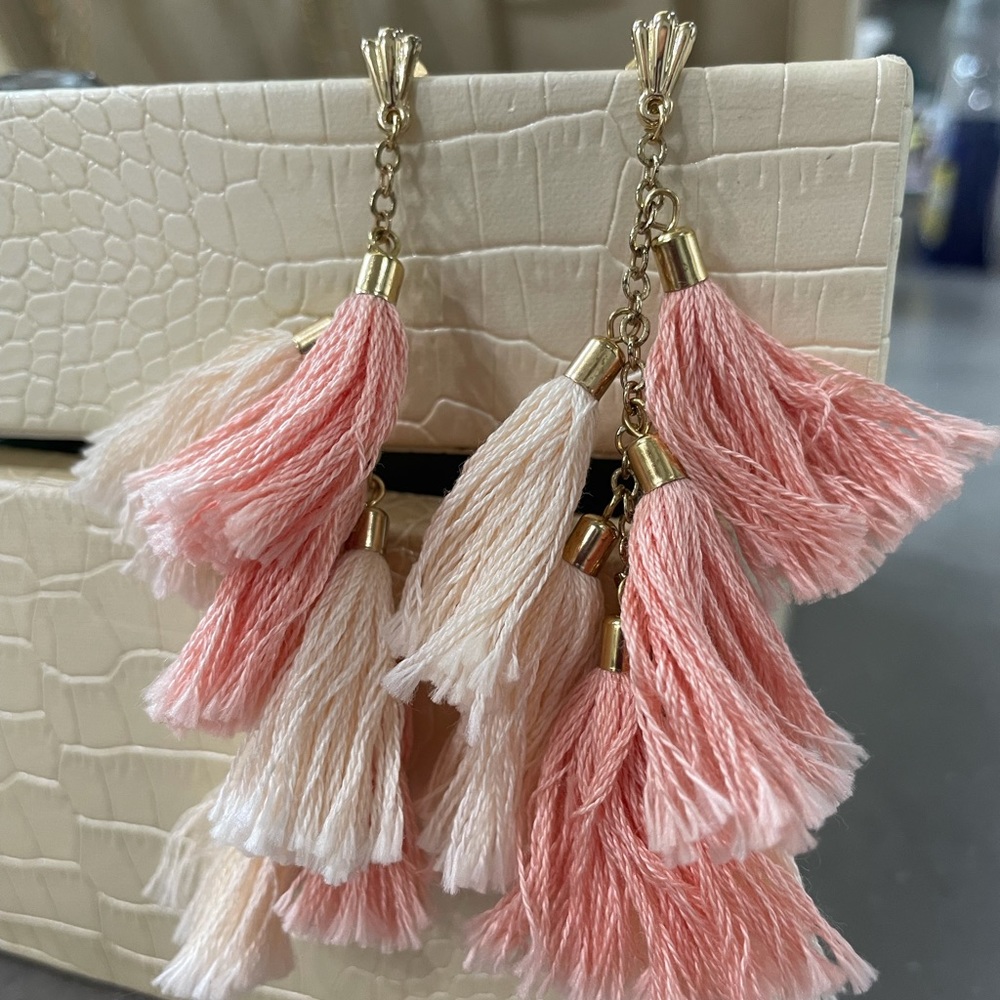 Pink Tassel Earrings